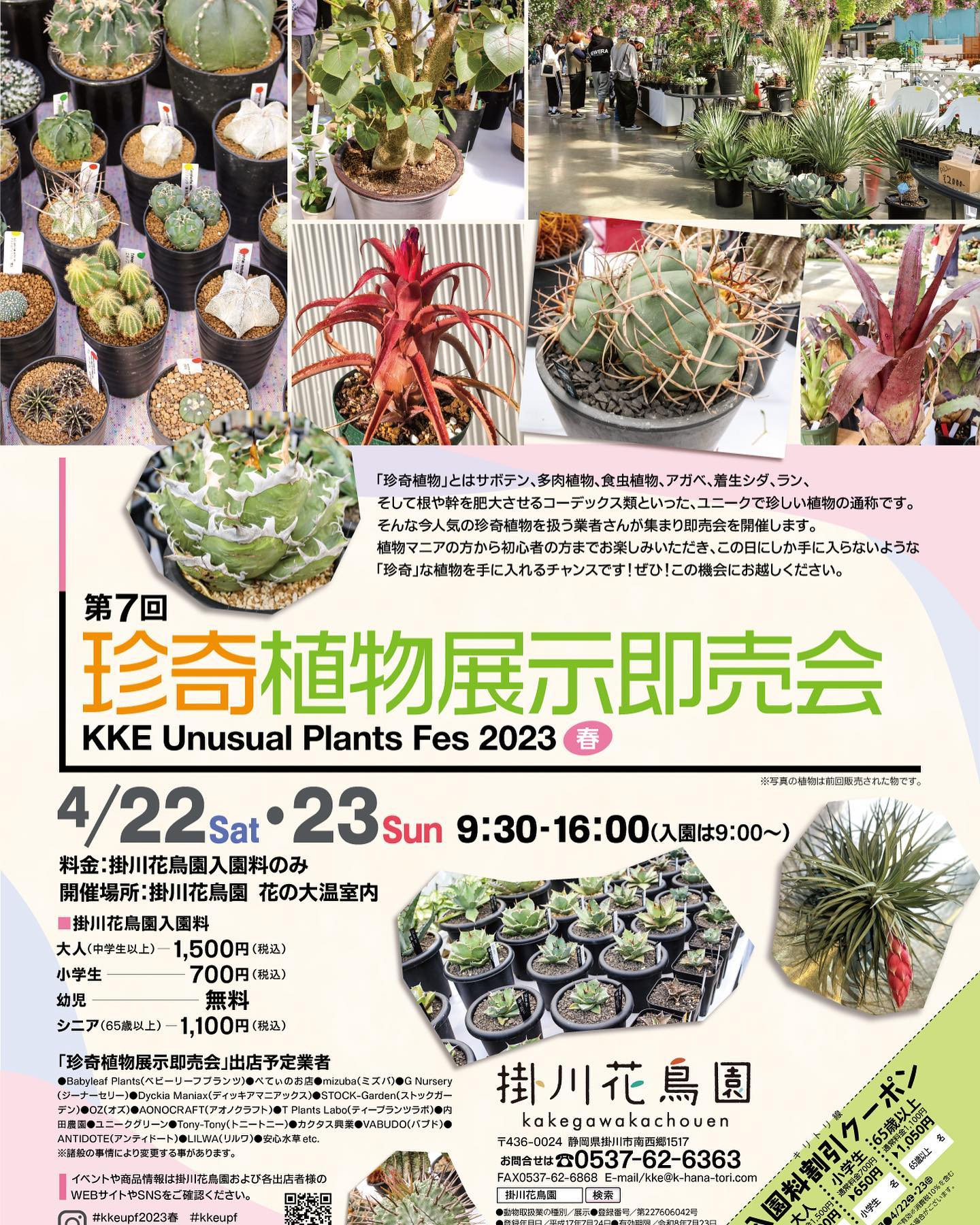 今週の土曜は掛川花鳥園出店のため、店舗はお休みとなります